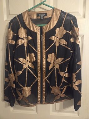 Petite Sophisticate Black & Gold Floral Jacket